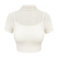 thumbnail image 2 of Tops de Yoga para Mujeres Malla Fija Almohadilla de Pecho Cuello Redondo 3/4 Manga Color Sólido, Desgaste Atlético Casual, Tops Deportivos para Mujeres, 2 of 7