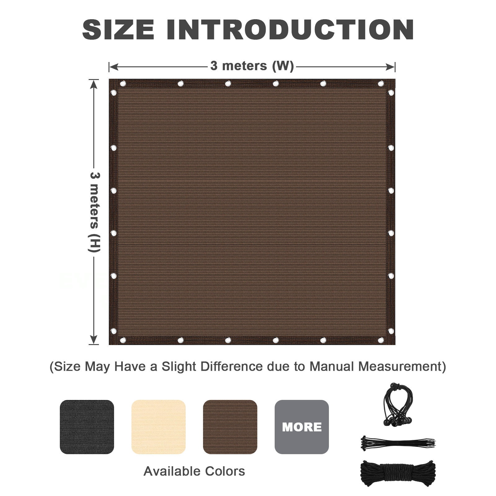90% Shade Cloth, Durable Mesh Tarp Garden Shade with Grommets, Outdoor Sun Shade Net for Plant Pergola Patio (9.84x9.84FT,Mocha)