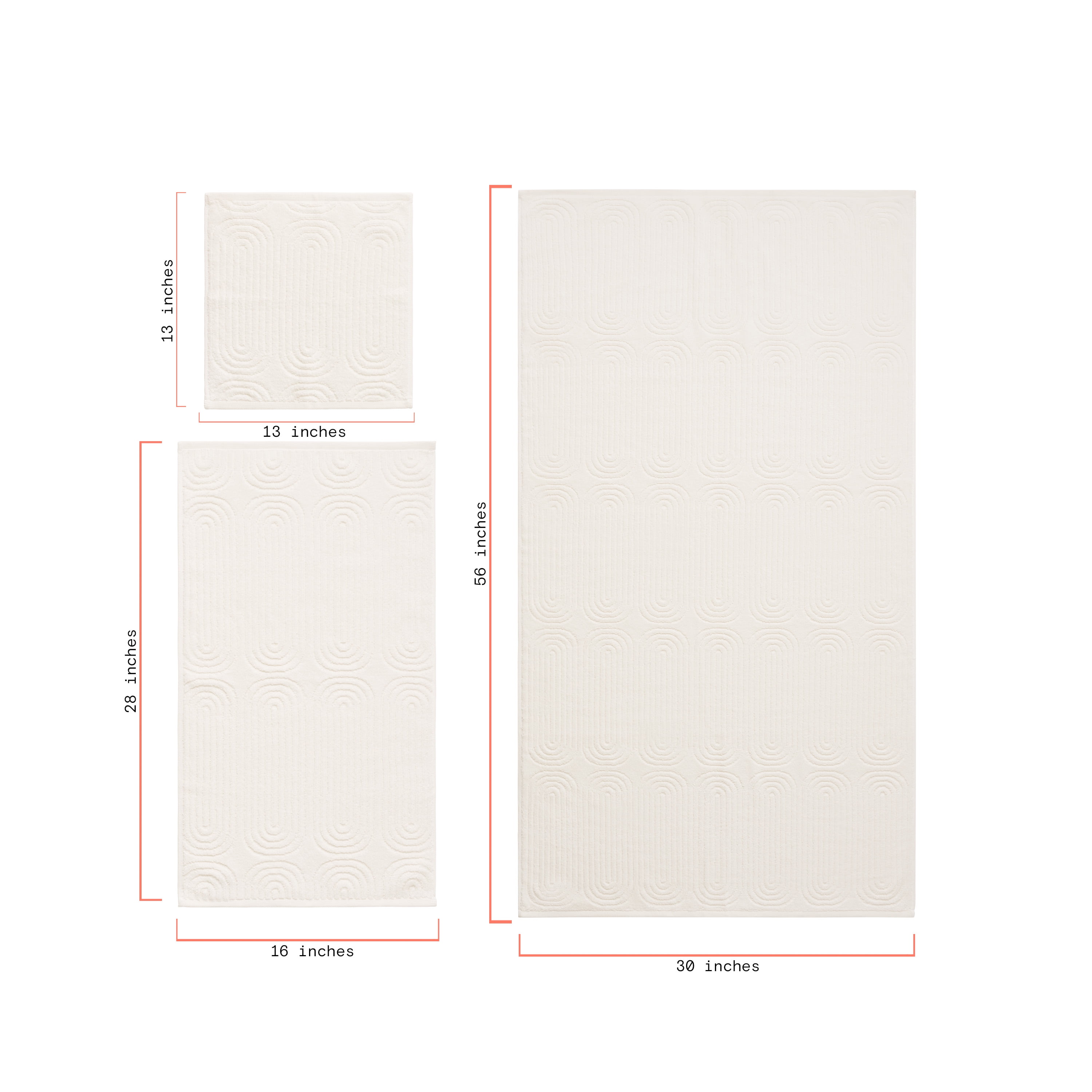 (2 pack) Beautiful by Drew Barrymore Textured Washcloth, 100% Cotton, Off White