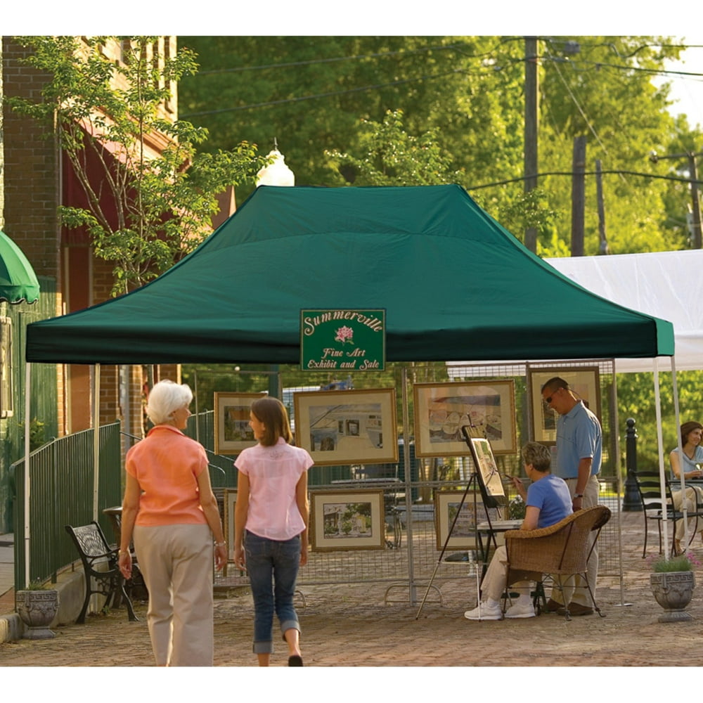 10' x 15' Pro Pop-up Canopy Straight Leg, Green Cover ...