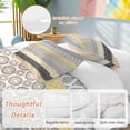 thumbnail image 2 of 3 Piece Boho Duvet Cover Set Queen Size,Microfiber Comforter/Quilt Cover with Corner Ties and 2 Pillowcases,Colorful Striped Modern Geometric Abstract Art Ethnic Soft Bedding with Zipper Closure, 2 of 8