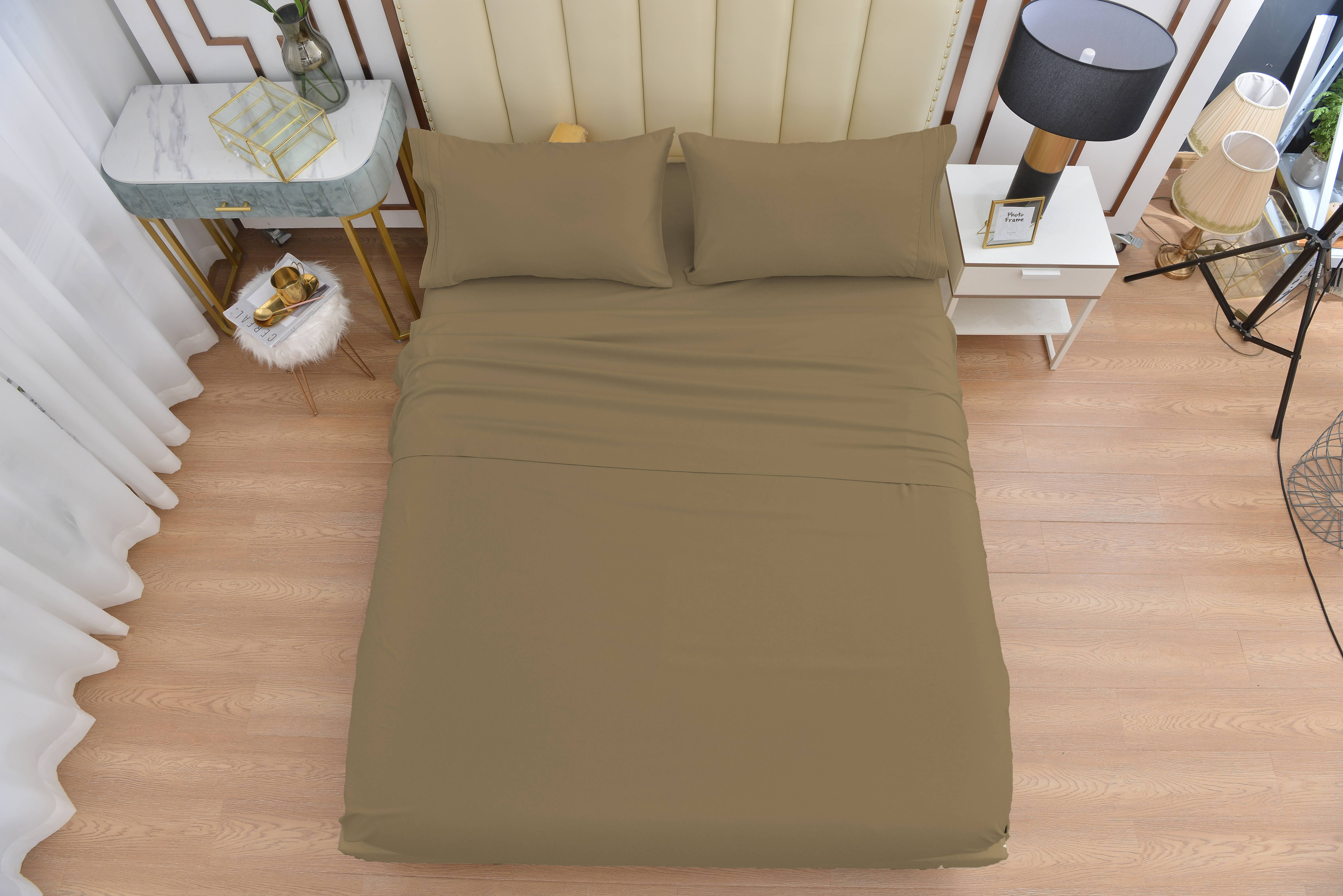 6 Piece Rayon Made From Bamboo Sheet Set by OKAO, Queen Brown Sheets-Silky Soft- Wrinkle Free - Deep Pockets- Softer and Stronger Than Cotton - 1 Fitted Sheet, 1 Flat, 4 Pillowcases Queen, Brown