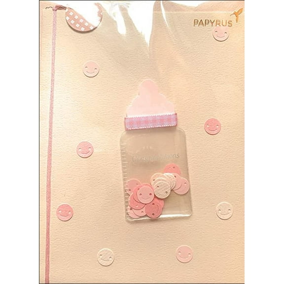 Papyrus New Baby Card – Girl Pink Baby Bottle