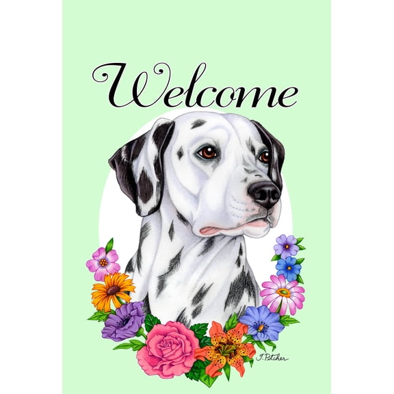 Dalmatian - Best of Breed Welcome Flowers Garden Flags