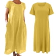 thumbnail image 5 of Baqcunre Maxi Dresses for Women 2024 Women's Casual Solid Color Short Sleeved Round Neck Loose Pocket Dress Dresses for Women 2024 Summer Dresses for Women 2024 Womens Dresses Yellow M(Hot), 5 of 5