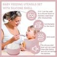 thumbnail image 6 of 7 Pieces 304 Stainless Steel Baby & Toddler Feeding Set - Suction Divided Plates, Bowls, Silicone & Stainless Spoon Fork,Pocket Bib Unbreakable, Dishwasher Safe Kids Dinnerware Essentials (Pink), 6 of 14