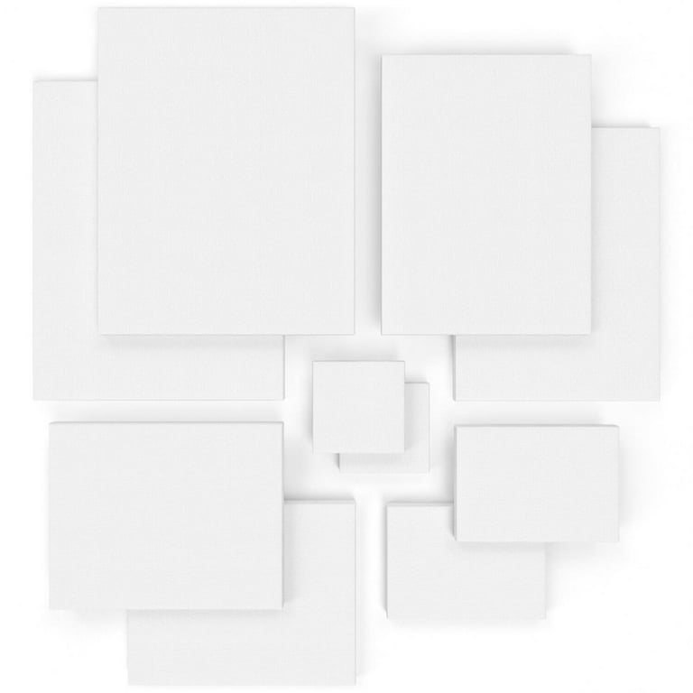 Arteza Stretched Canvas, Classic, White, Multi Value Pack Multiple Sizes,  Blank Canvas Boards for Painting - 10 Pack