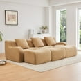 thumbnail image 2 of FFH 115.3" Reversible Sofa, Modular Sectional Cloud Couch with Pillows (Camel, 3 Seater with 3 Ottoman), 2 of 14