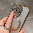 thumbnail image 4 of Compatible with iPhone 13 Pro Magnetic Gardient Glitter Case, Plating Bling Cute Case with MagSafe for Women Girls Full Camera Protector Back Cover for iPhone 13 Pro 6.1'' Gold, 4 of 12