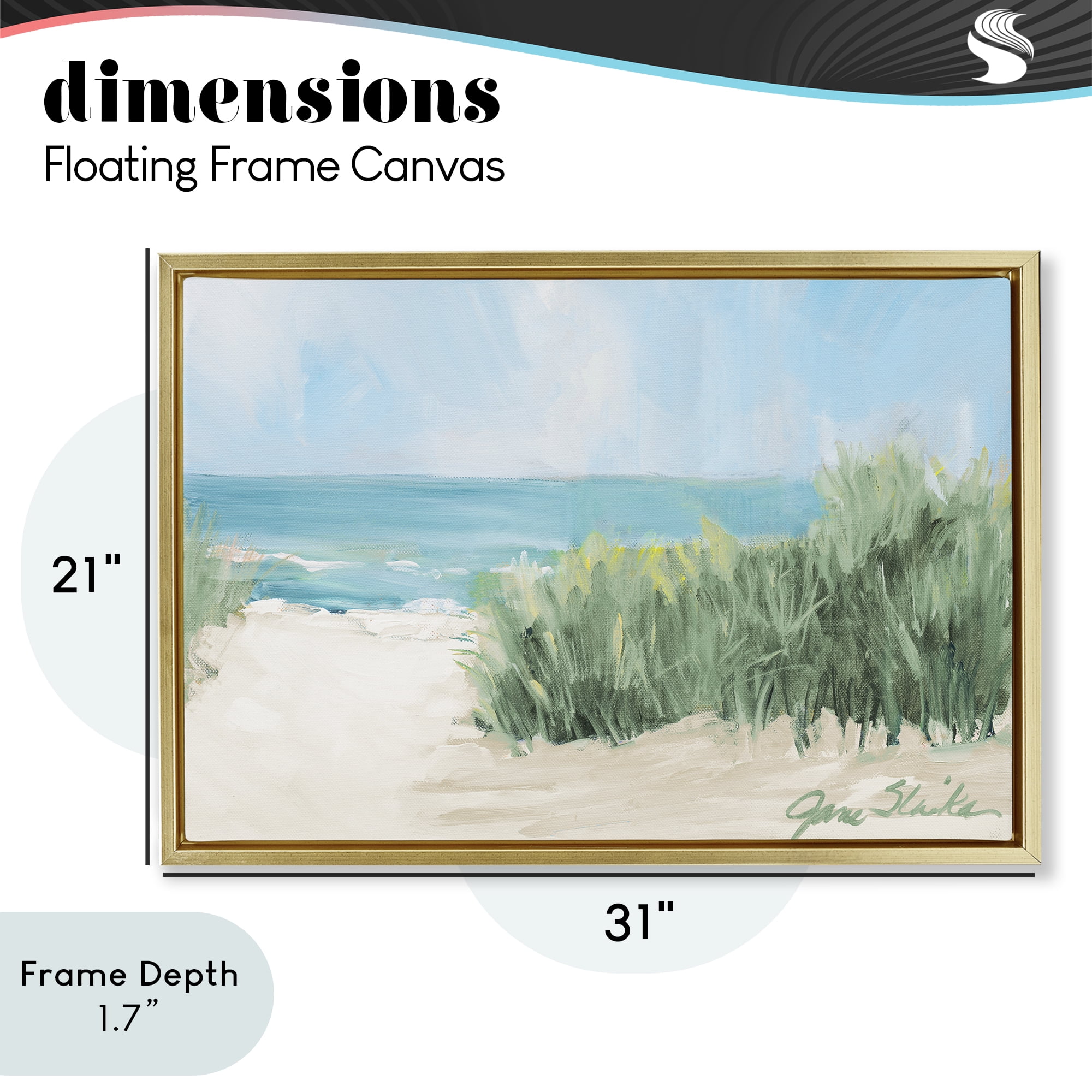 Stupell Industries Soothing Beach Day Gold Framed Floater Canvas Wall Art, design by Jane Slivka