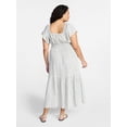thumbnail image 3 of Terra & Sky Women's Plus Size Sweetheart Maxi Dress with Flutter Sleeves, Sizes 0X-4X, 3 of 4