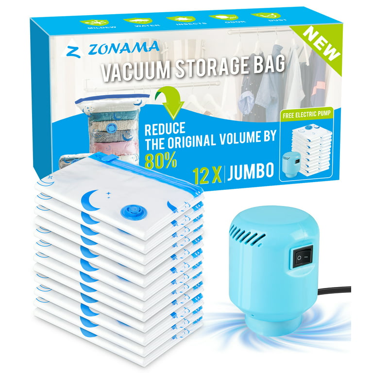 Z ZONAMA Vacuum Storage Bags, 12 Pack Jumbo Vacuum Cleaners Seal