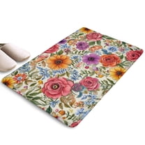 Pioneer Flower Floral Print Flannel Non Slip Door Rugs,Washable Door Mats Indoor,Decorative Door Mats,Dirt-Resistant and Absorbent Doormat for Entrance,Bedroom,Kitchen,Bathroom,23.5"x16"