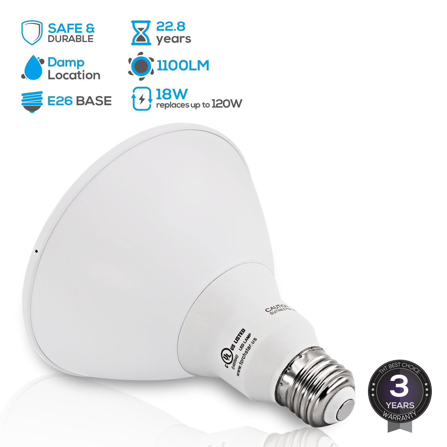 6 Pack 18W Dimmable PAR38 LED Bulb, 120W Eqv. UL Listed Spotlight, 3000K Warm White 1250LM