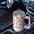 thumbnail image 4 of Sakura 40 oz Tumbler with Handle and Straw, Stainless Steel Insulated Travel Cup with Pink Cherry Blossom Floral Pattern, 4 of 5