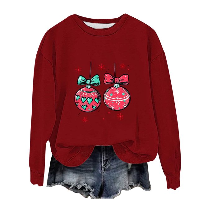 HAiming Chemise de Noël Garçons Filles Manches Longues Col Rond Chandail Xmas Vêtements Imprimés Mignons