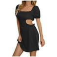 thumbnail image 1 of Birdeem Womens Fashion Casual Spring and Summer Short Sleeve Round-Neck Mid-Calf Dress, 1 of 5