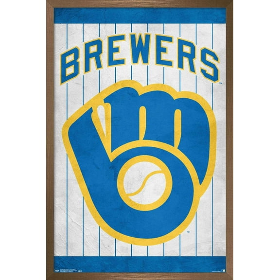 MLB Milwaukee Brewers - Retro Logo Wall Poster, 22.375" x 34", Framed