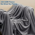 thumbnail image 4 of MERITLIFE Flannel Fleece Grey Queen Size Microfiber Throw Blanket, Gray, 90 x 90", 4 of 9