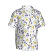 thumbnail image 2 of Balery Daisies Flowers Print Men's Hawaiian Shirts Short Sleeve Beach Shirt Relaxed Fit Vacation Button Down Shirts-Small, 2 of 9