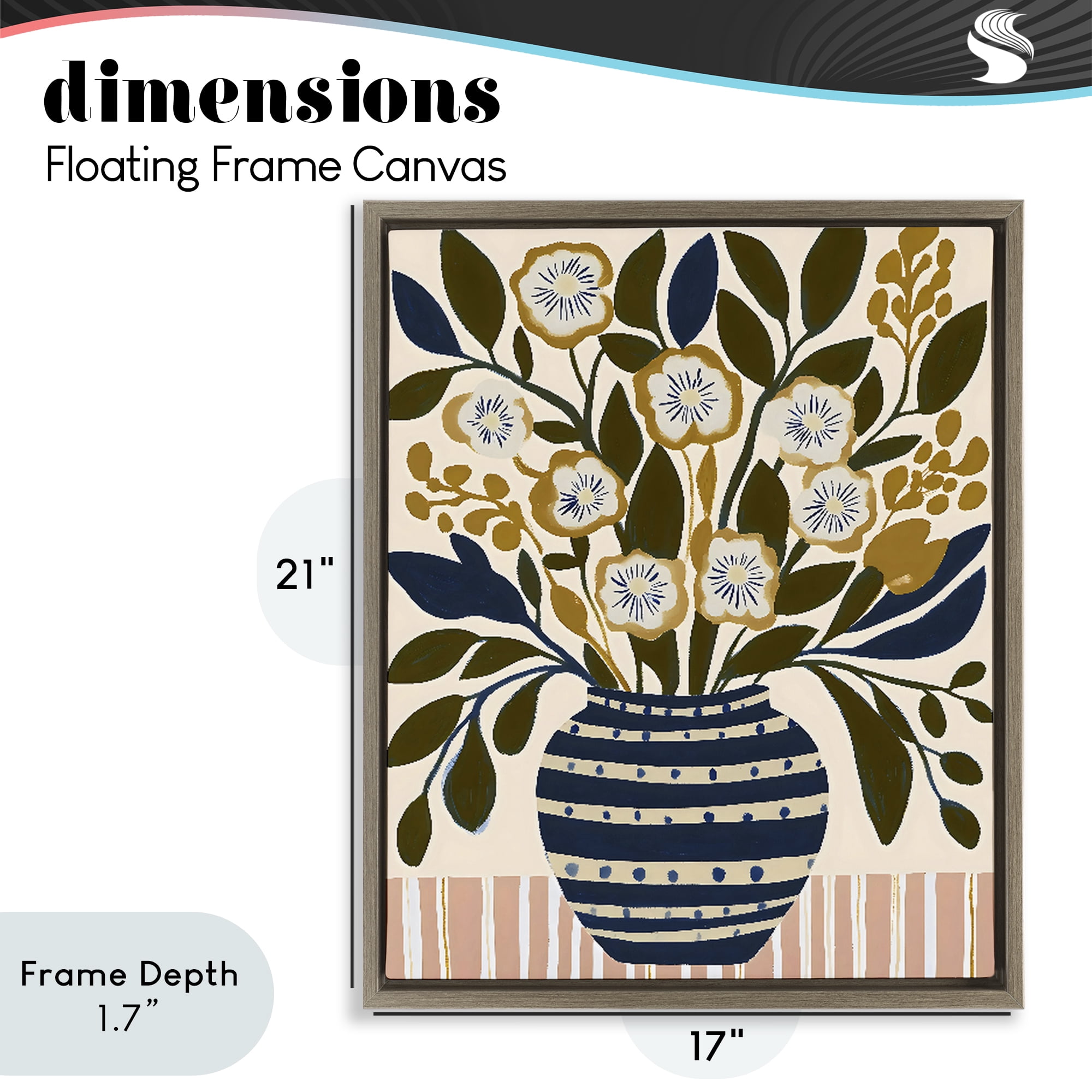 Stupell Industries Wild Bloom Boho Arrangement Brown Framed Floater Canvas Wall Art, design by Creative Studio