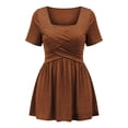 thumbnail image 5 of XYAIYT Womens Summer Short Sleeve Tunics Square Neck Casual Top with Chest Cross Strap Fashion Solid Color Blouses, 5 of 5