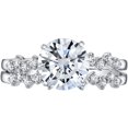 thumbnail image 3 of PEORA 1.50 Carats Moissanite Engagement Ring and Wedding Band Bridal Set Scattered Side Stones 925 Sterling Silver, Round Brilliant Shape, D-E Color, VVS Clarity, Size 8.5, 3 of 5