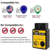 Ancel ELM327 V1.5 OBD2 Auto Bluetooth Diagnostic Scanner Tool Car for Android