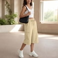 thumbnail image 2 of RongHuan Women's Capri Pants Baggy Cargo Wide Leg Cropped Sweatpants Drawstring Casual Jogger Pants with Pockets, 2 of 8