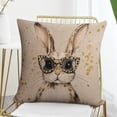 thumbnail image 7 of Modern Sofa Throw Pillow Cover Decorative Outdoor Linen Fabric Pillow Case Rabbit Wearing Leopard Glasses Pillowcase Cute Bunny with Leopard-print Glasses Throw Pillowcases for Sofa Couch 16"x16", 7 of 7