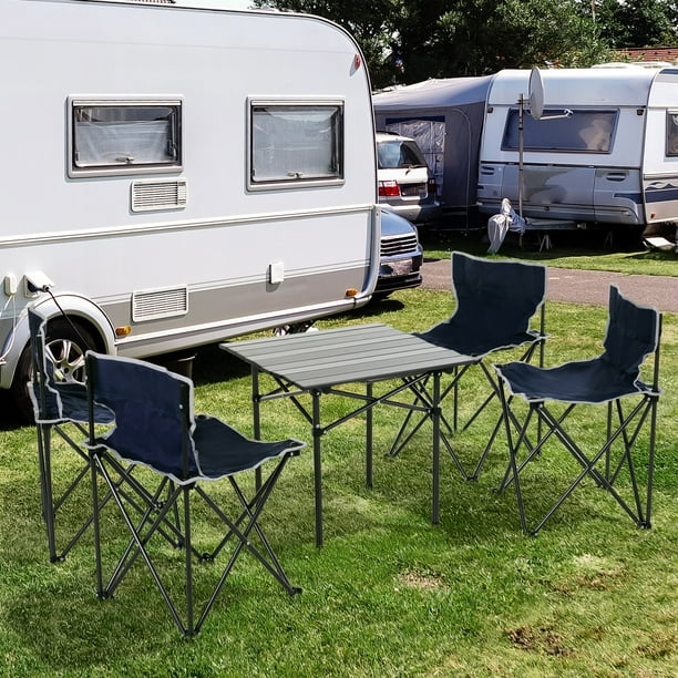 Table de Camping + 4 Chaises Pliant Léger Portable pour Pique