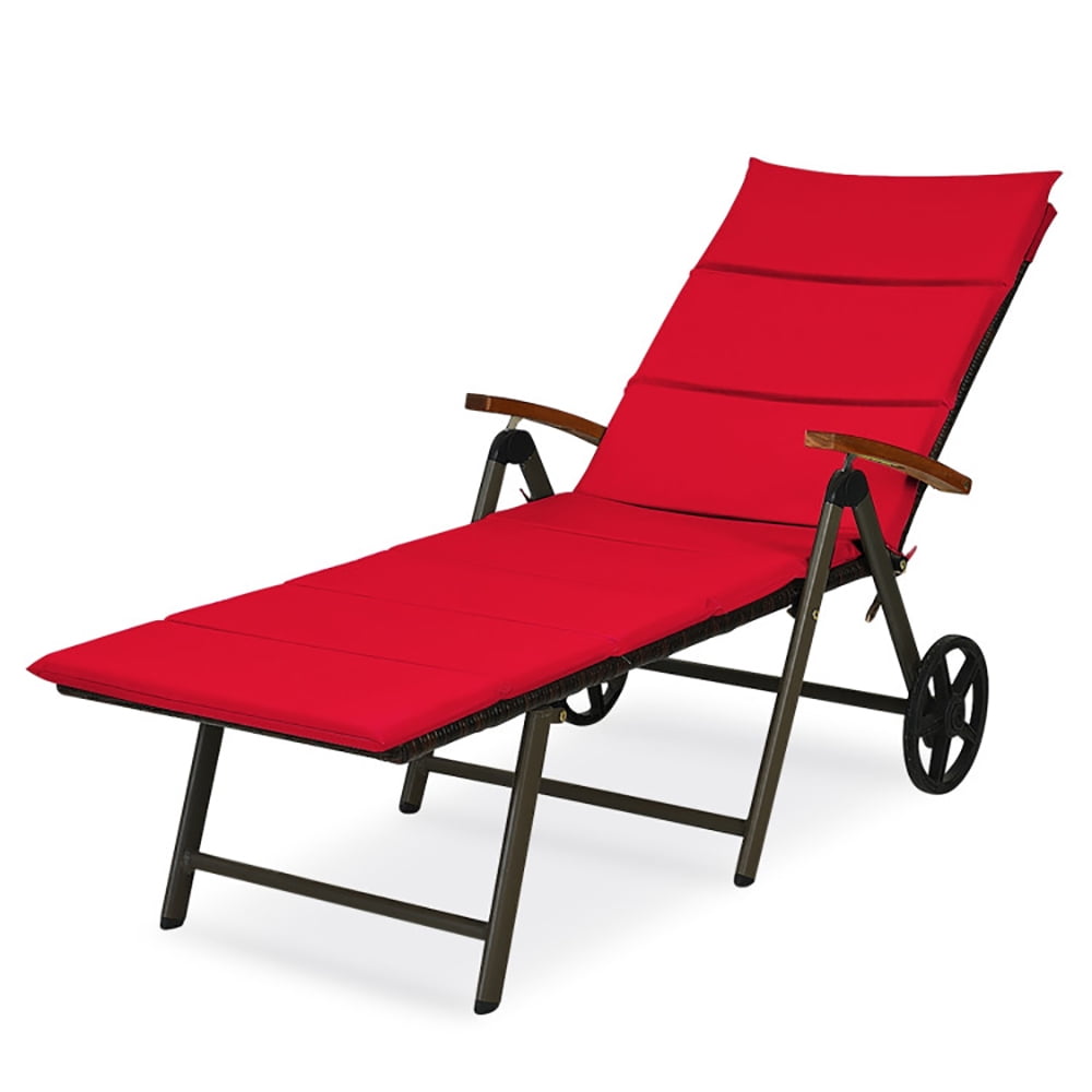 Aimee Lii Outdoor Chaise Lounge Chair Rattan Lounger Recliner Chair, Patio Loungers, Red Aimee Lii Outdoor Chaise Lounge Chair Rattan Lounger Recliner Chair, Patio Loungers, Red