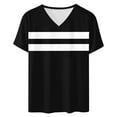 thumbnail image 4 of Ohufall Plus Size Blouses for Women Fashion Casual Stripe Printed Pullover V-Neck Tee Tops Summer Cool and Comfortable Short Sleeve Shirts, 4 of 4