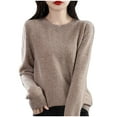 thumbnail image 2 of Dgankt Fall Sweaters Solid Color Long Sleeved V-Neck Knitted Sweater Thin Sweater Top,Size S-2XL, 2 of 3