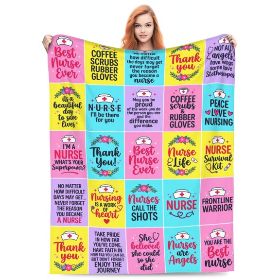 Nurse Gifts for Women, Super Soft Nurse Blanket, Nurse Graduation Practitioner Week Retirement Appreciation Gift, Flannel Throw Blanket 50x40