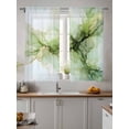 thumbnail image 4 of Sage Green Marble Sheer Curtains 2 Panels Set Green Ombre Artwork Lihgt Filtering Rod Pocket Voile Drape, Semi Sheer Window Curtains for Bedroom Living Room, 52"x72", 4 of 5