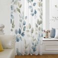 thumbnail image 6 of Teal Blue Botanical Sheer Curtains 54 Inches Long, Eucalyptus Leaves Watercolor Summer Light Filering Curtains, Breathable Simi Curtain Privacy Drapes for Kitchen Bathroom Small Window Treatment, 6 of 9