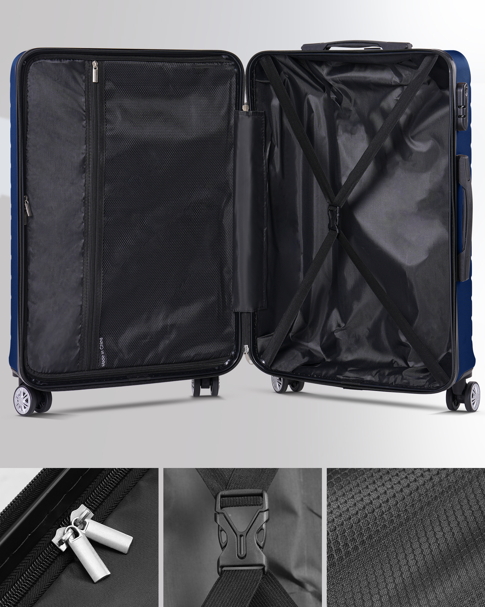 Gowill 3-Piece Luggage Set with 7 Organizer Bags, Navy Blue photo 2