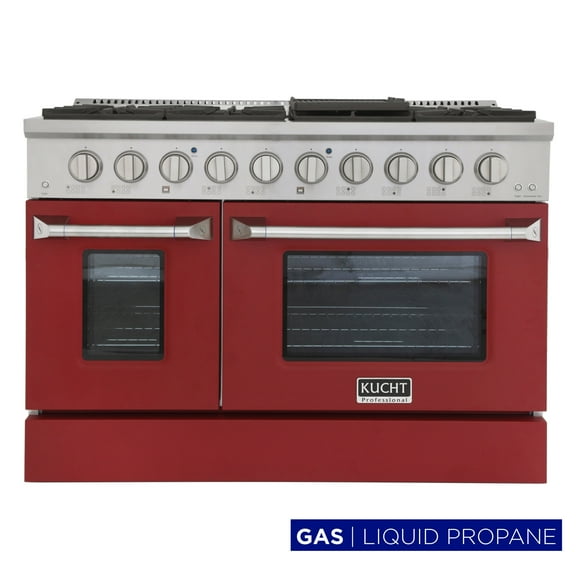Kucht Professional 48" Stainless Steel Propane Gas Range in Silver/Red