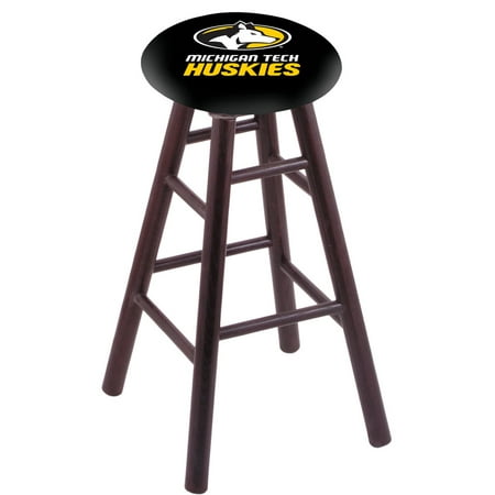 Oak Bar Stool in Dark Cherry Finish with Michigan Tech Seat by the Holland Bar Stool
