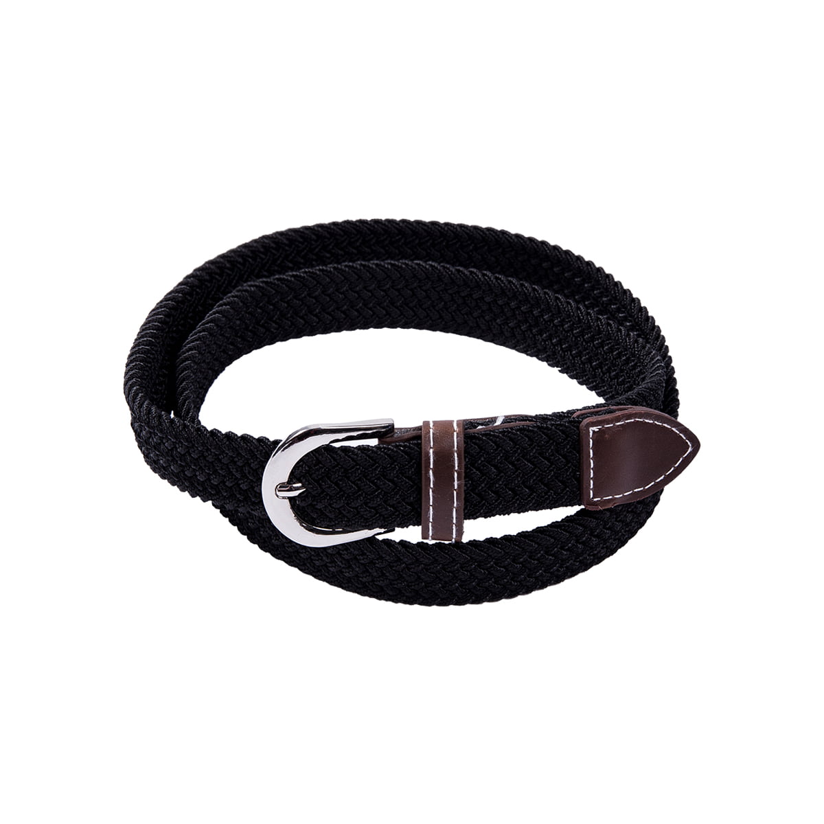 High-end Christmas gifts Fashion Men Elastic Stretch Woven Canvas Leather Pin Buckle Waist Belt khaki Blue 8 Colors 
