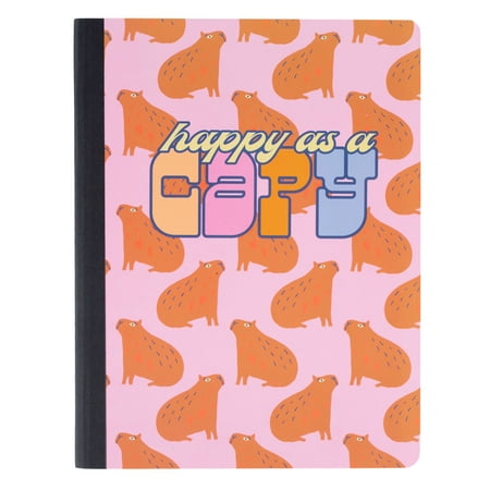 U Style Happy as a Capy Wide Ruled Composition Book, 9.75" x 7.5", 100 Sheets