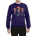 thumbnail image 2 of Wild Bobby, Colorful Rainbow Seahorses Animal Lover Unisex Crewneck Graphic Sweatshirt, Purple, 2XL, 2 of 3