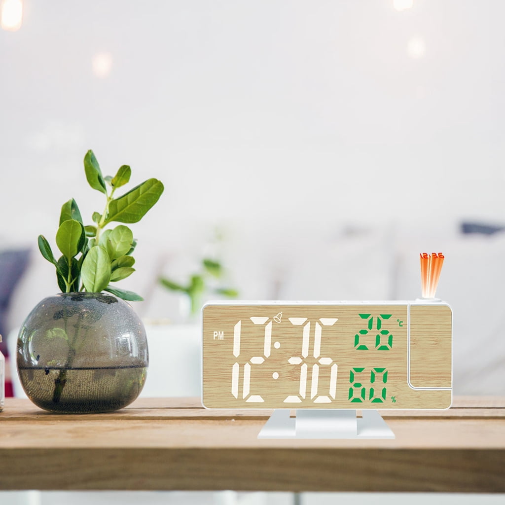 Projection LED Alarm Clock with Clear Display and Room Temperature Monitoring