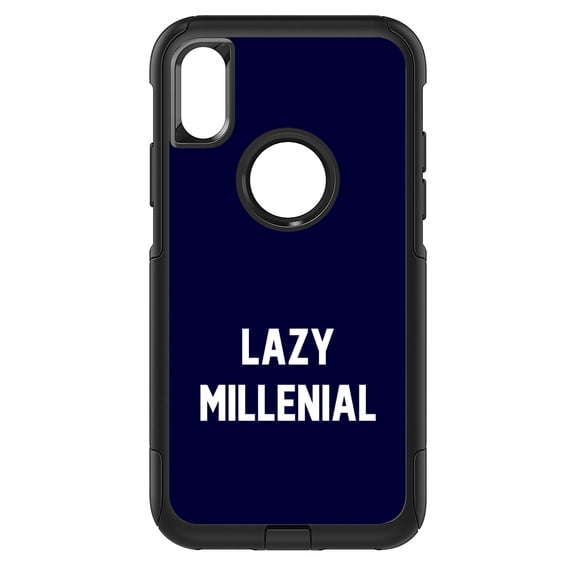 DistinctInk Custom SKIN / DECAL compatible with OtterBox Commuter for iPhone XS MAX (6.5" Screen) - Lazy Millenial - Navy & White