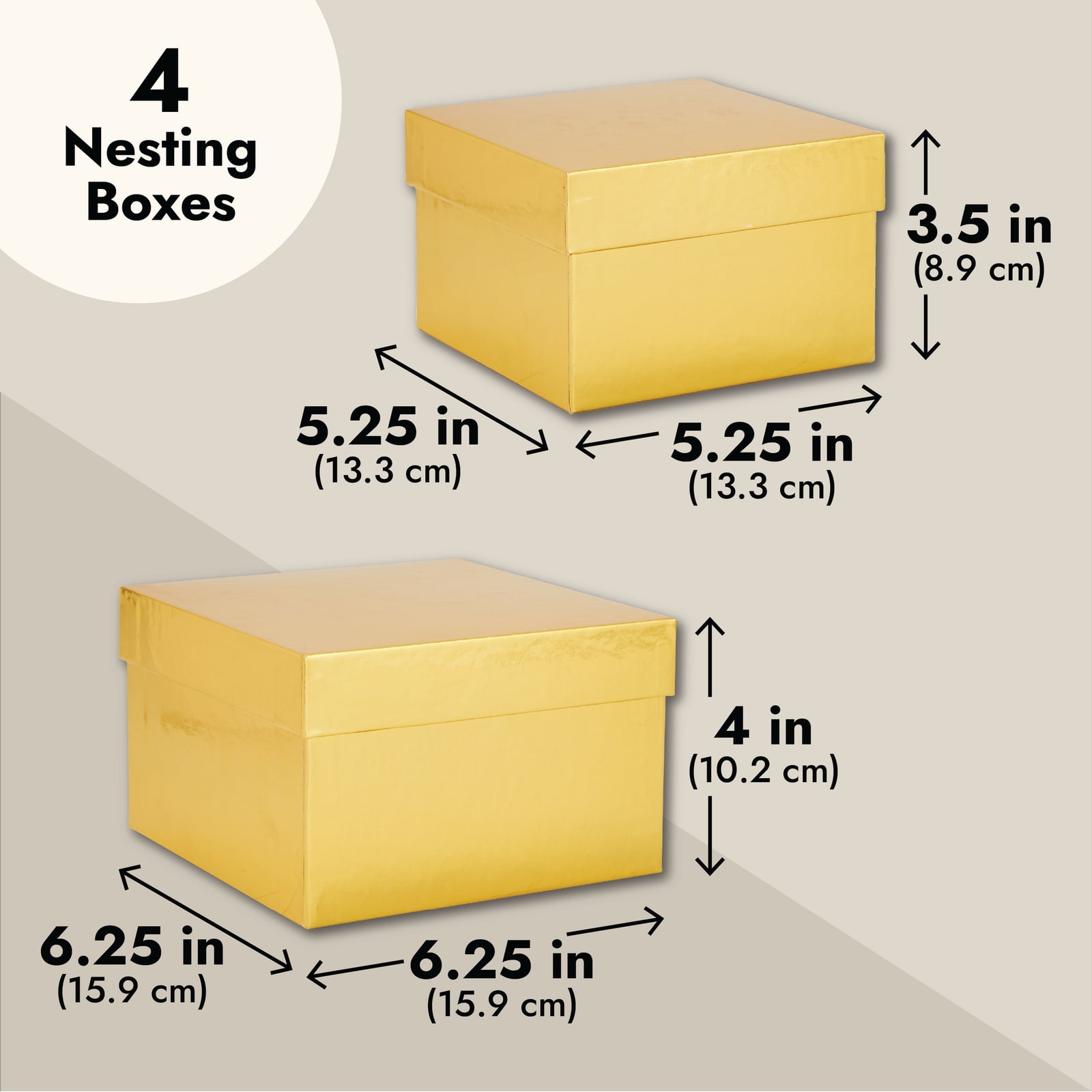 fangange 4 Pcs Nesting boxes for gifts，Christmas Boxes，Present Box Gift  Wrap Boxes for Birthday Bridesmaid Wedding，3.9x3.7x3.9in