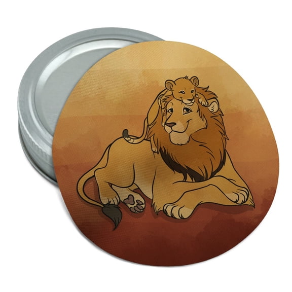 Dad Lion and Cub Round Rubber Non-Slip Jar Gripper Lid Opener