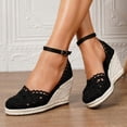 thumbnail image 2 of IWRICH Espadrilles Wedges Sandals for Women Wedge Platform Sandals Closed Toe Ankle Strap Buckle Casual Summer Wedge Heels Black 8.5, 2 of 9