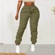thumbnail image 5 of Amzcrzy Pantalones Cargo Mujer Color Liso Ligeros Senderismo Detalle Fruncido Cintura Elástica Cordón Cómodos Jogging Tallas S-2XL Verde, 5 of 7