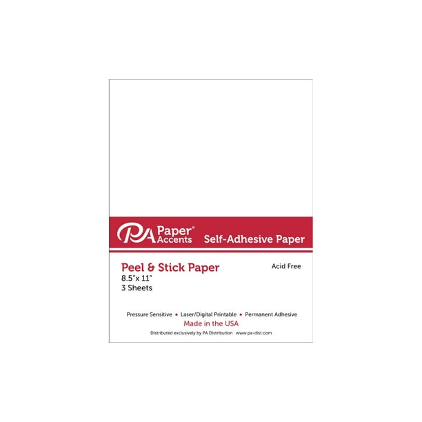 Self Adhesive Paper 8.5x11 3pc Glossy White - Walmart.com - Walmart.com